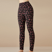 中老年女士加绒保暖裤 老年人碎花可外穿打底裤 中厚款 妈妈薄绒裤