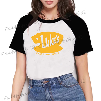 欧美字母咖啡杯宽松纯棉短袖T恤