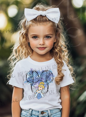 Snow White Kids Cotton T-Shirts白雪公主可爱印花儿童小孩短袖