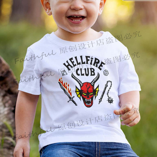 Hellfire Club Stranger things Kids T Shirt奇物怪语小孩短袖棉