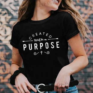 Religious Shirt纯棉字母印花女短袖 Christian Women Prupose