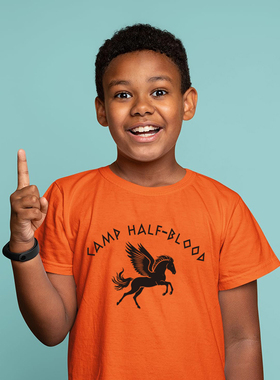 Camp Half Blood混血营橙色T恤 波西杰克逊神火之盗短袖小孩短袖