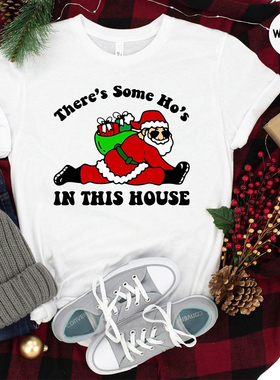 Funny Merry Christmas圆领印花女T恤圣诞节服装女women t shirt