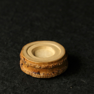 精品纯手工制作天然满钉老竹根三脚底小盖置竹雕把玩搁置摆件茶具