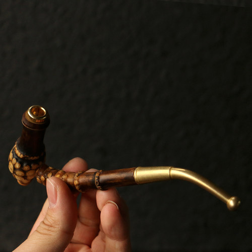 纯手工制作天然紫竹根小烟嘴