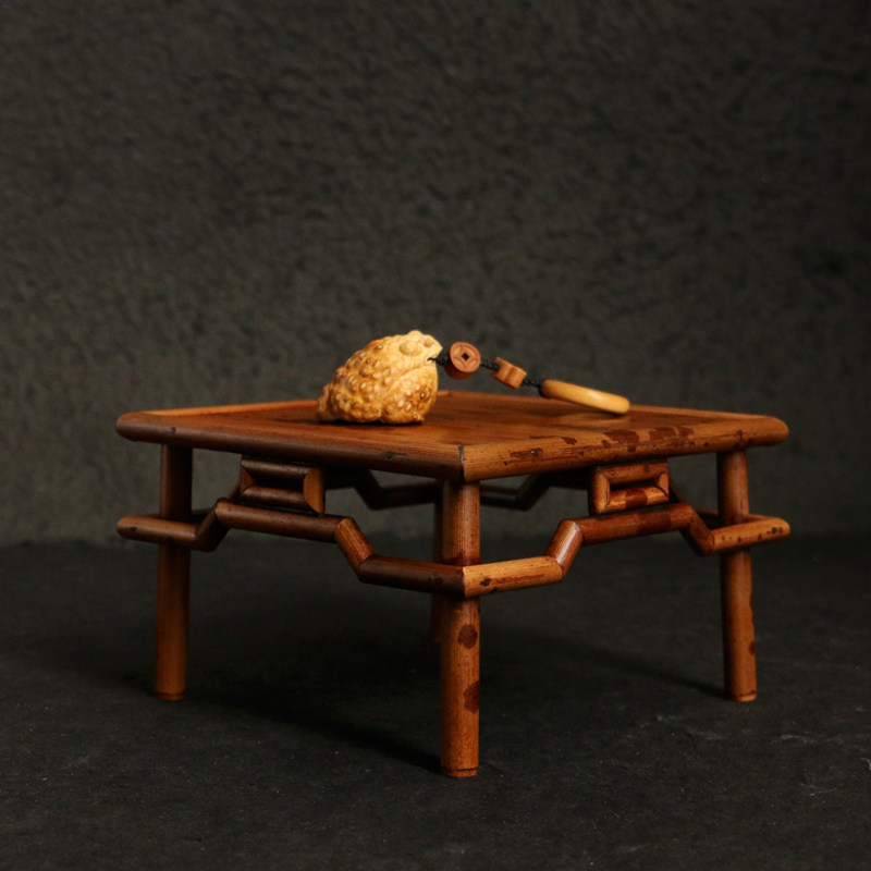 精品浙工手工制作天然福建红湘妃竹茶桌小茶台文玩盆景摆放收纳台