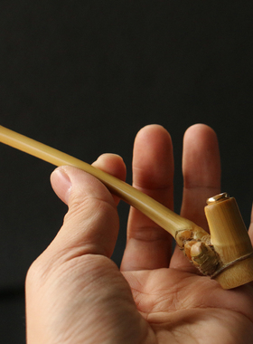 纯手工制作天然一体异形竹枝烟嘴