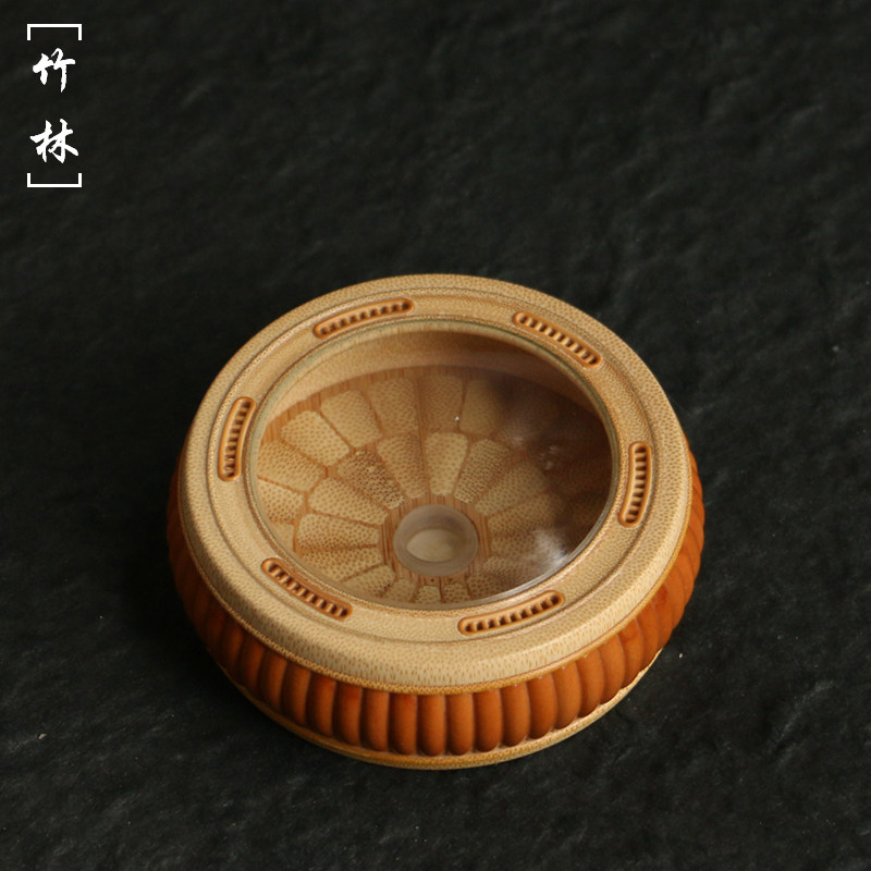 精品精工橄榄核雕老玉竹大万体鸣虫盒圆形竹制虫具虫蛉叫罐收藏
