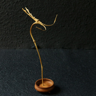 一物一拍精品纯手工雕刻龙头竹枝香插小摆件竹雕茶室茶道小香插