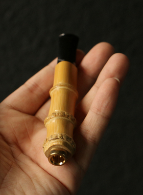 纯手工精磨天然满钉实心竹小烟嘴