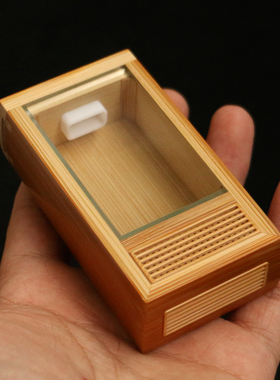 精品沪上名家小谭精工制作老玉竹竹蛉鸣虫盒竹制爬虫金钟叫罐虫具