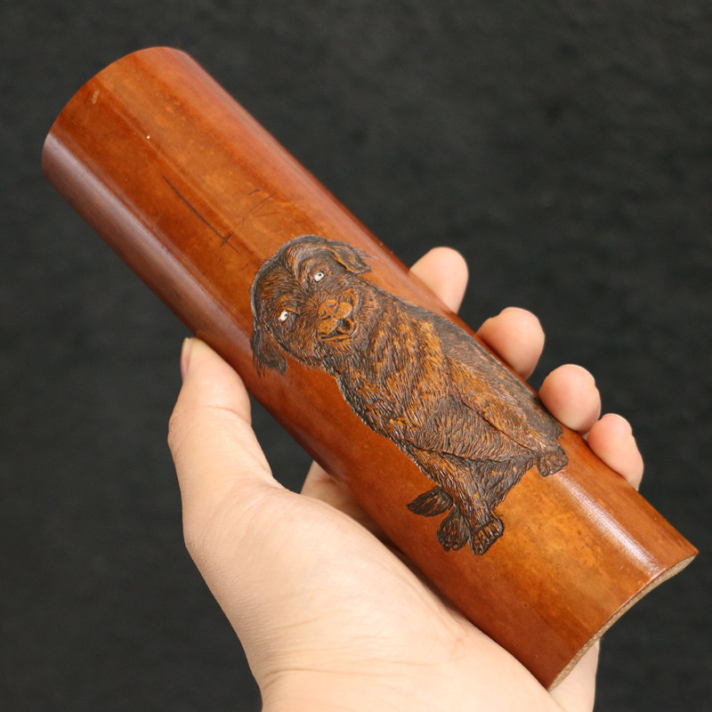 精品复古纯手工精工雕刻百年老煤竹茶则三件套竹雕醒茶荷日式风格