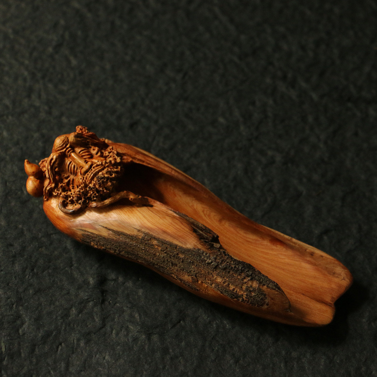 一物一拍纯手工一体雕刻达摩崖柏茶则木雕茶具茶勺茶具手把件摆件