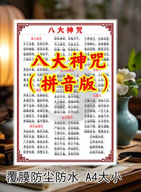 道家金光咒注音塑封A4卡片