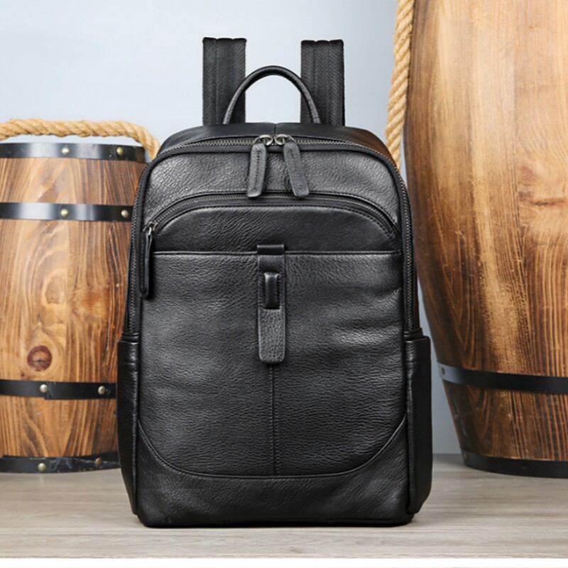 真牛皮休闲双肩包玛轮特通用