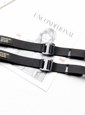 挂钩扣帆布腰带男百搭潮牌工装裤机能布料皮带学生军训牛仔裤带女