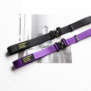 潮牌眼镜蛇插扣工装 帆布腰带 男女嘻哈ins卡扣牛仔裤 布料窄皮带 裤