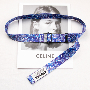 余文乐同款工装裤腰果花腰带 潮牌印花学生ins风嘻哈字母布料皮带