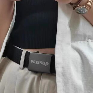 WASSUP腰带男 年轻人百搭学生帆布皮带女士 国潮ins风自动扣牛仔裤