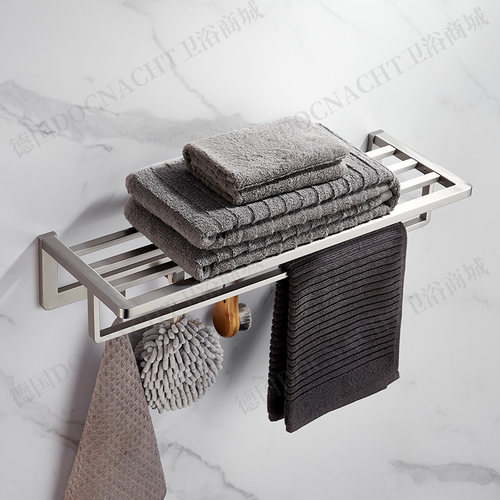 捷仕GESSI极简拉丝镍带挂钩毛巾架浴巾架浴室置物架304不锈钢五金