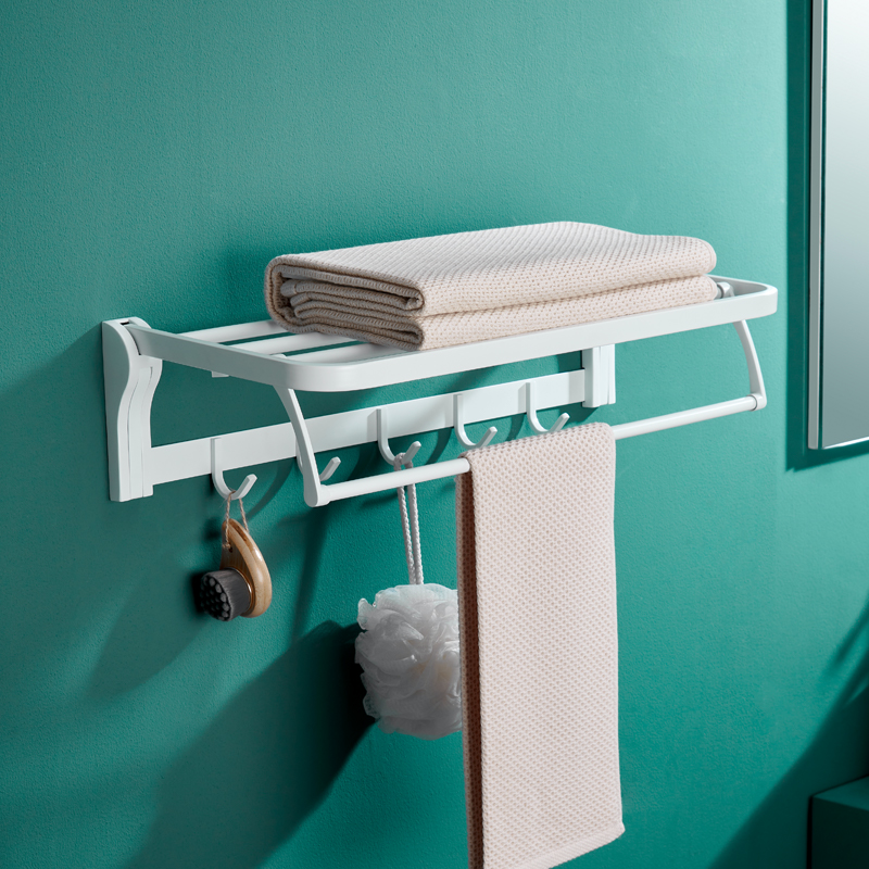 304不锈钢白色折叠浴巾架毛巾架