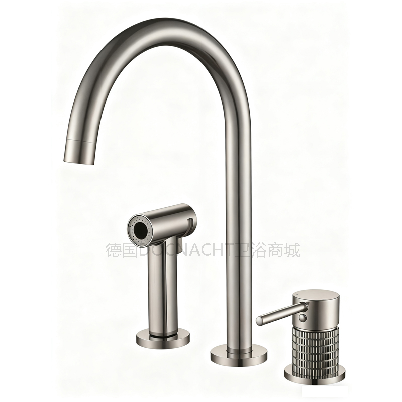 捷仕GESSI极简拉丝镍厨房水槽龙头分体旋转岛台冷热水洗菜盆抽拉