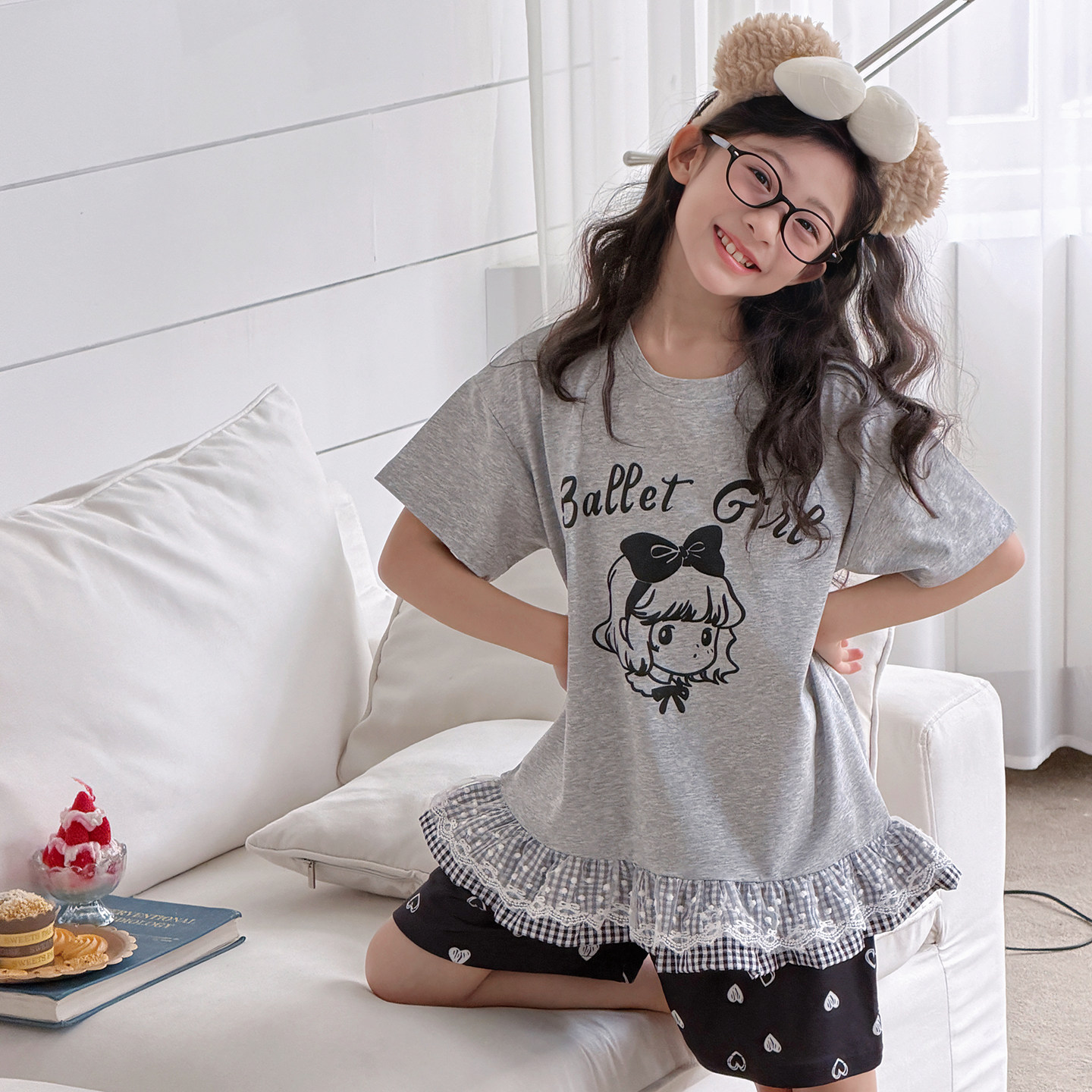 女童夏季卡通家居服两件套图片