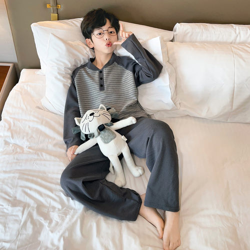 男童德绒秋冬长袖宽松睡衣套装