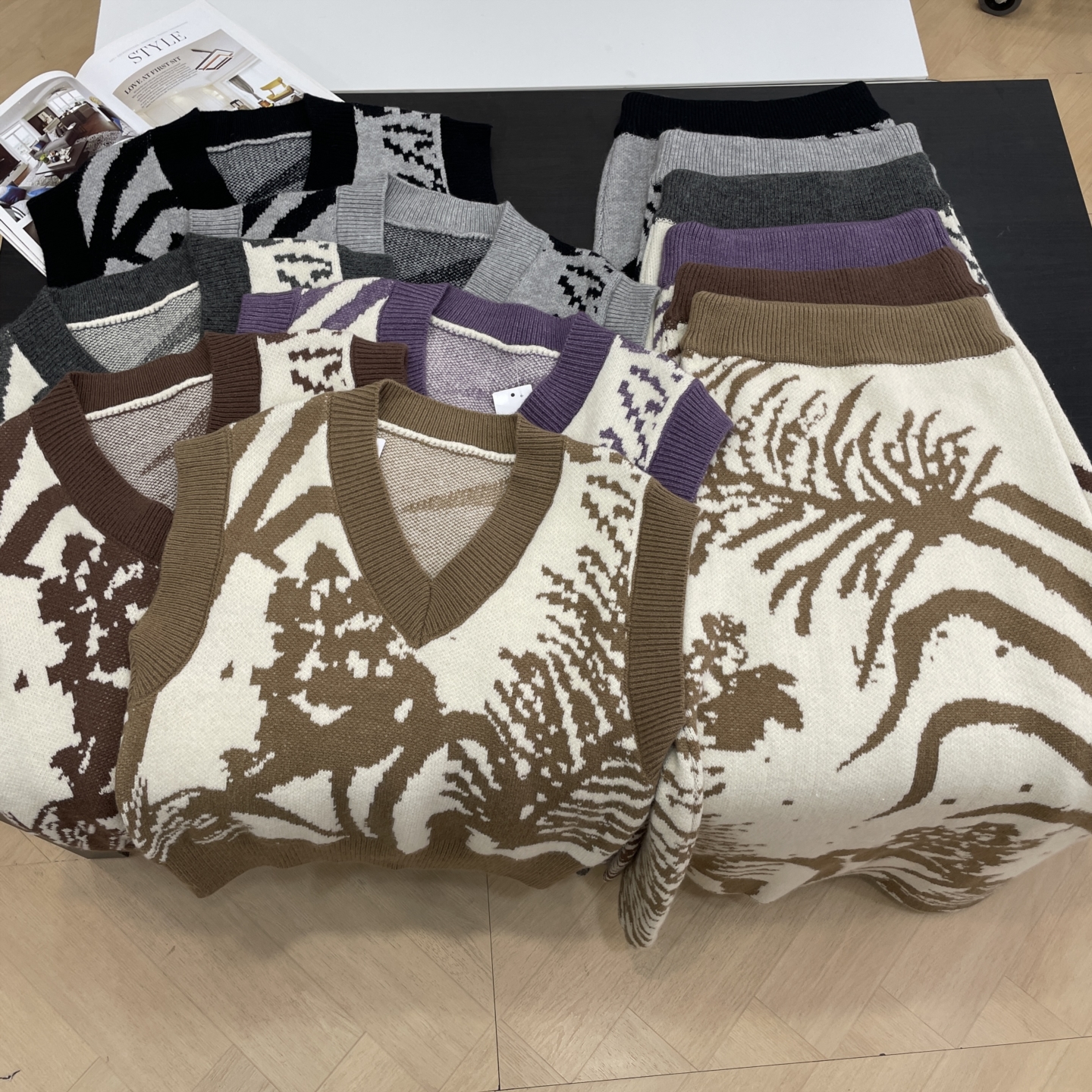 秋季新款新中式针织套装女修身显瘦背心+休闲百搭A字裙J#26