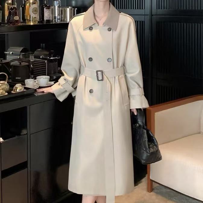 2025秋冬中长款百搭英伦风女设计感过膝风衣外套K#28