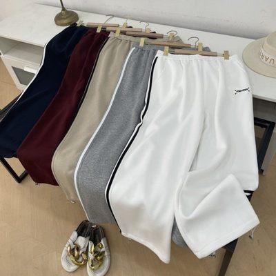 美式复古运动休闲裤2025春季新款高腰直筒阔腿长裤 C#30