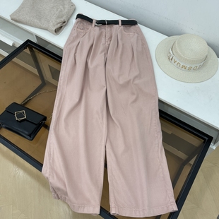 复古辣妹百搭宽松直筒垂感长裤 女美式 粉色牛仔裤