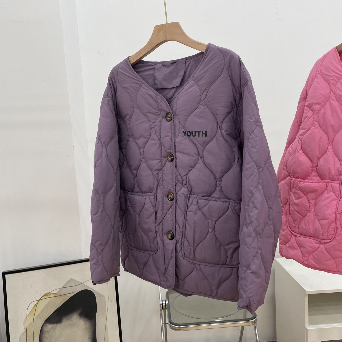 秋冬新款纯色小众百搭通勤风长袖上衣女单排扣V领外套K#10