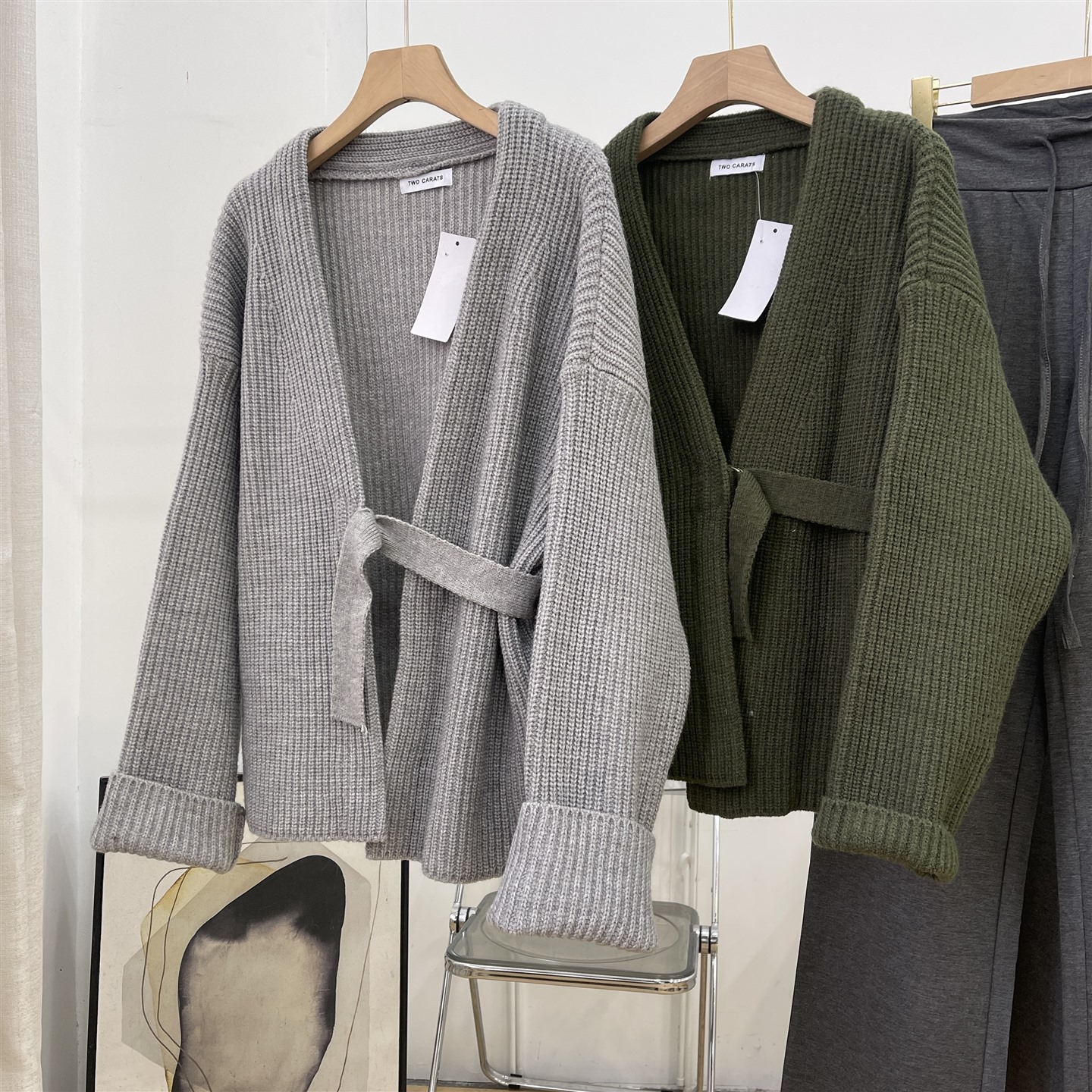 V领毛衣外套女2025新款秋冬收腰不规则针织开衫上衣L#2