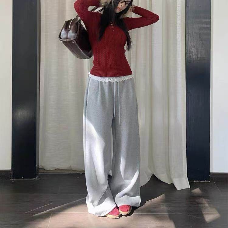 大码女装2025秋冬新款时尚显瘦直筒阔腿裤K#16