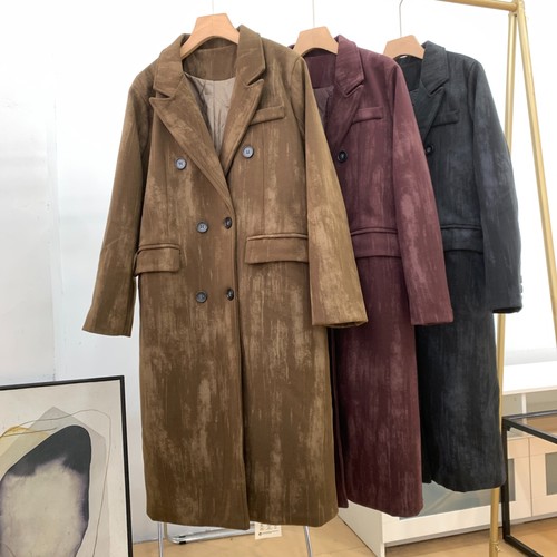 【楠】重磅加厚保暖大衣女秋冬新款时尚小众百搭复古风长款外套K