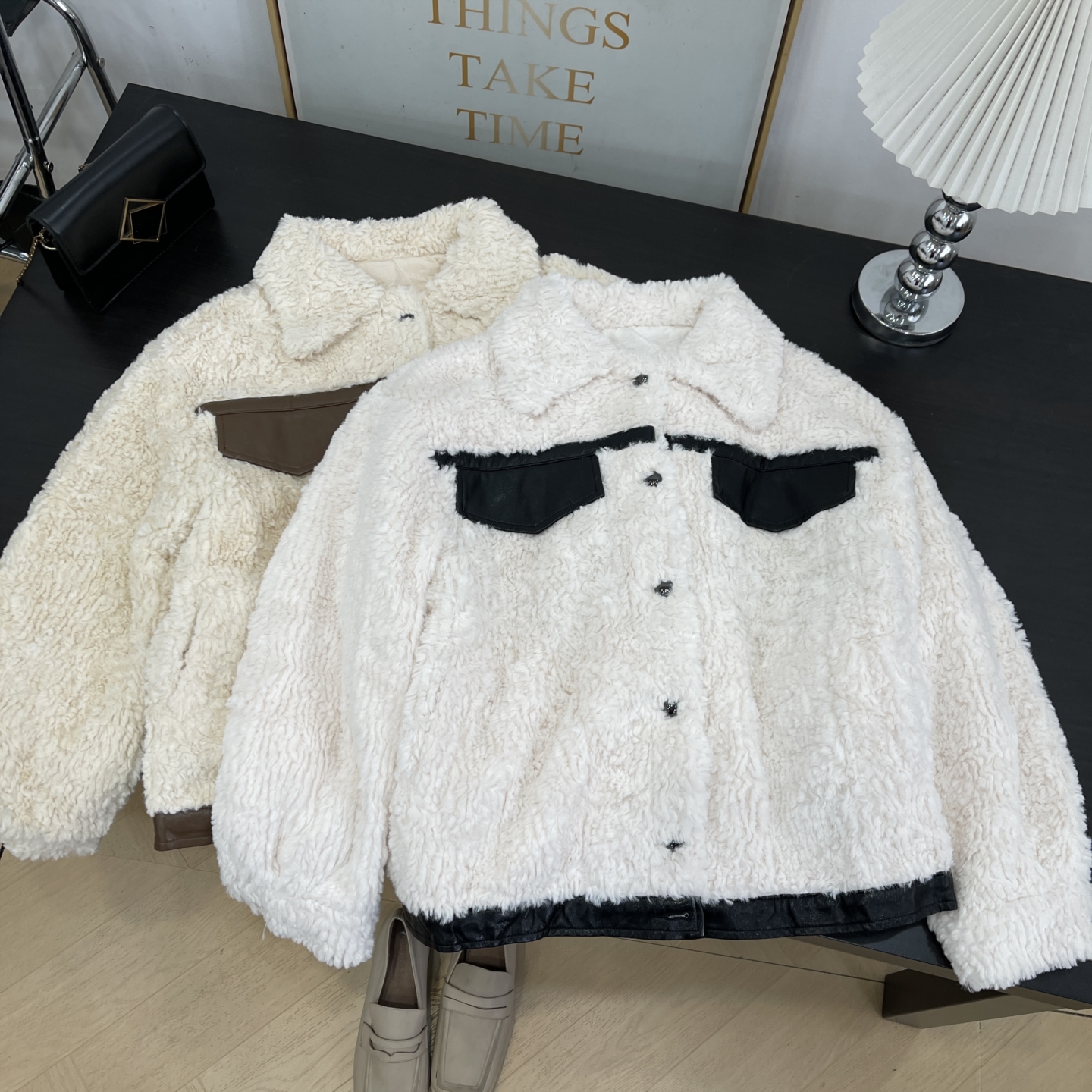 保暖秋冬季新款一体宽松休闲复古拼接皮毛毛绒外套女 K#18