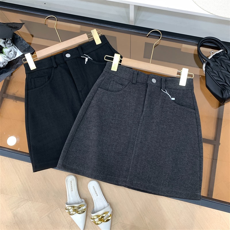 半身裙纯色百搭时尚新款小众A字休闲包臀短裙女C#16