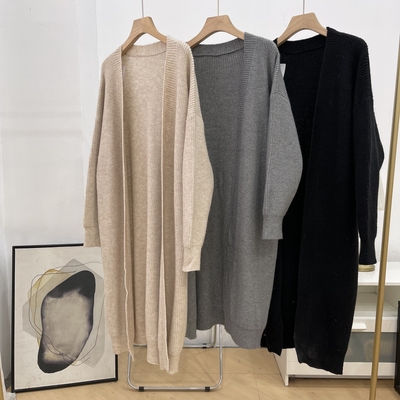 慵懒风中长款毛衣开衫过膝宽松软糯加厚浴袍式秋冬外穿K#16