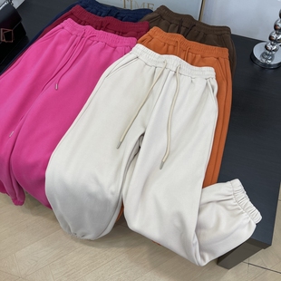 冬季 新款 显瘦直筒百搭束脚裤 松紧高腰时尚 加绒休闲裤