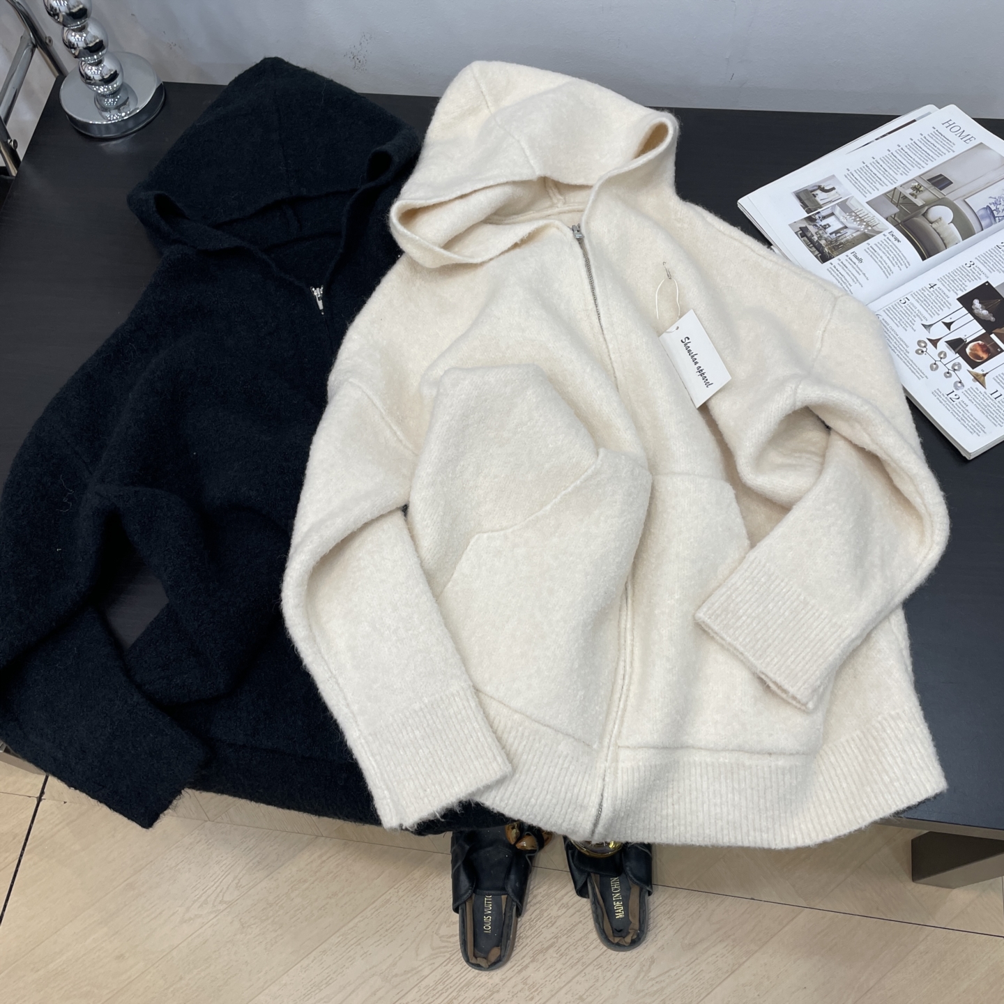 毛衣纯色开衫显瘦连帽保暖2025冬季时尚新款女 K#16