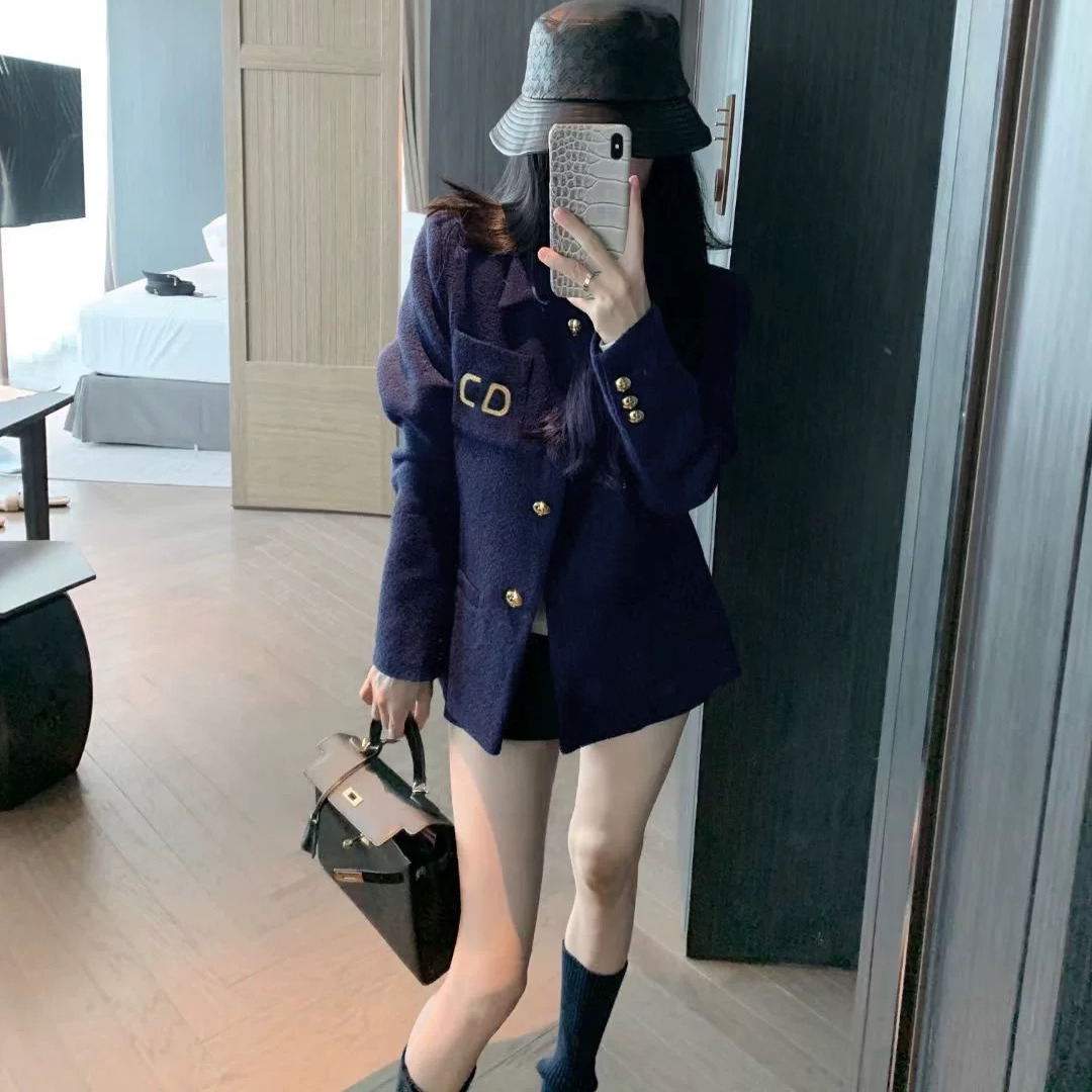 毛呢外套纯色直筒百搭长袖单排扣显瘦休闲上衣女 I#21
