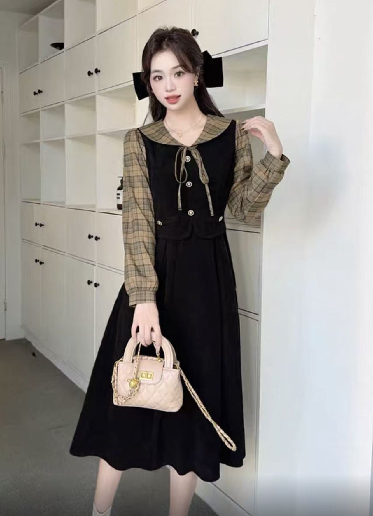 连衣裙纯色高腰时尚新款2025显瘦休闲长款直筒女 K#18