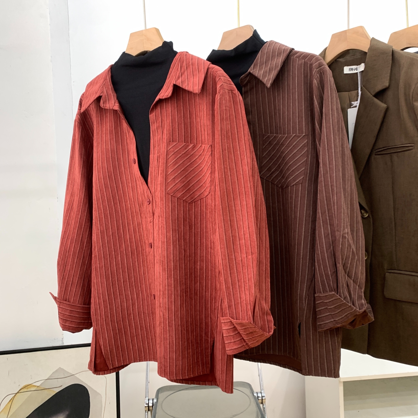 衬衫纯色冬季百搭时尚新款2025小众假两件通勤女 K#6