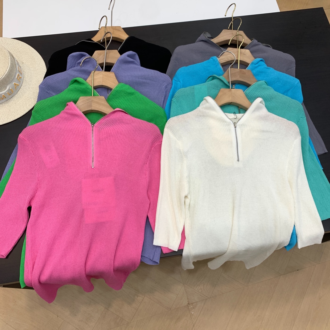 针织衫纯色秋季套头连帽微透保暖显瘦短袖上衣女 I#19