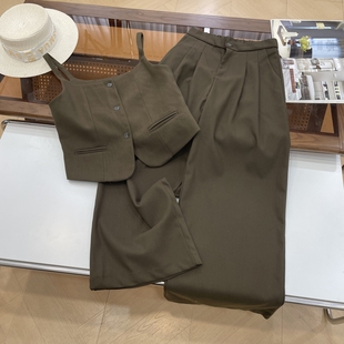 套装女2025秋冬美式辣妹新款显瘦垂感+吊带上衣两件套装L#9