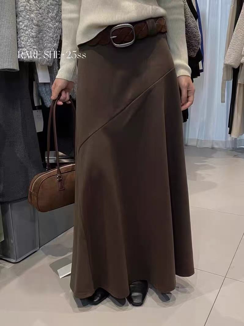 半身裙纯色时尚直筒显瘦高腰松紧腰新款2025秋冬款女L#2