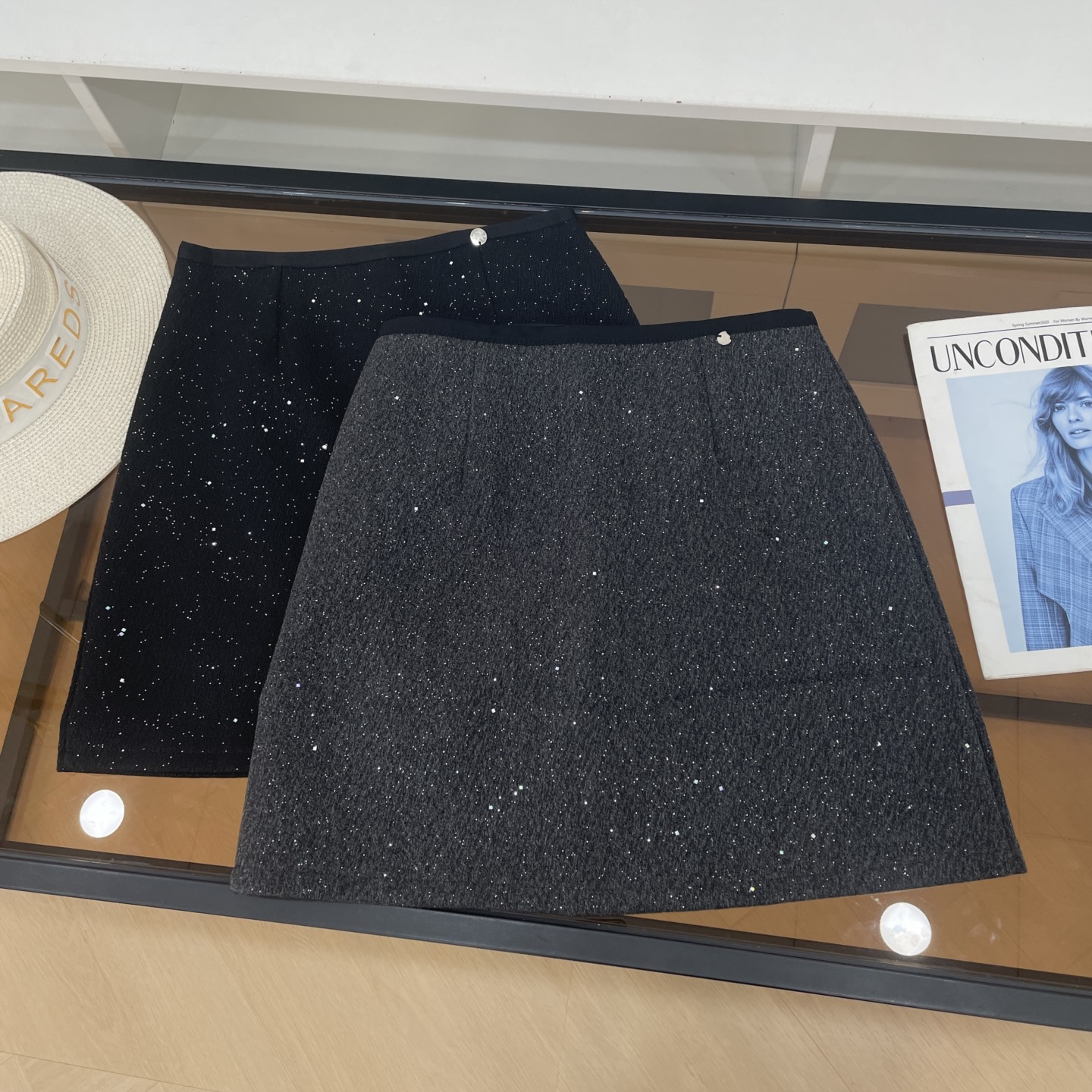 2025新款时尚气质百搭高腰显瘦亮片烫钻半身裙 H#1