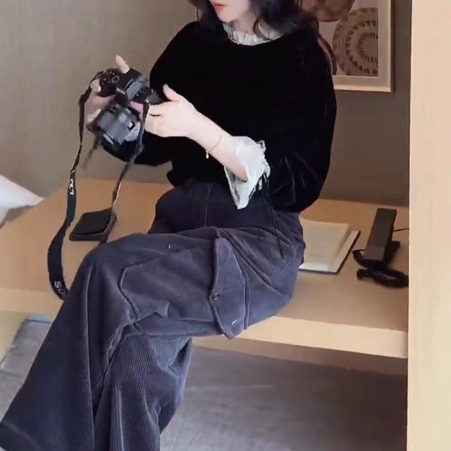今年流行特惠241115大爱美依缘2026秋季新款时尚蕾丝拼接长袖上衣