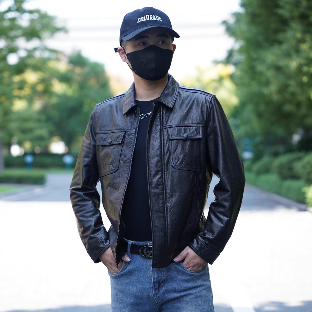 今年流行特惠真皮皮衣牛皮外套牛皮皮衣海宁男士皮夹克时尚男装